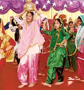 Students of Kids R Kids School, Sector 42, Chandigarh, present an item during the annual day function of the school on Saturday