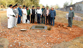 The empty space where the contractor was to put up a fountain in a park in the Jamalpur area in Ludhiana