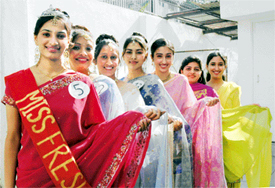 Freshers of Nursing College of the DMCH walk on the ramp in Ludhiana on Saturday