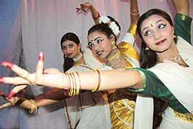 Girls perform at the sixth annual Malayalee Samajam celebrations in Phase XI, Mohali, on Sunday