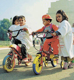 Children participating in Catch Clear Walk for Fitness, at India Gate in the Capital
