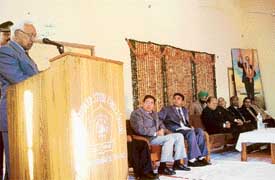 Dr A.R. Kidwai, Governor of Haryana, speaks at a function organised at Dr AmbedkarBhavan, Sector 37, Chandigarh, on Monday