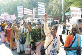 Dalit women from South India demonstrating against Hindutva and demanding a separate electorate at Jantar Mantar in the Capital