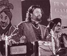 Punjabi folk singer Hans Raj Hans sings Sufi kalam at the NIS in Patiala on Tuesday.