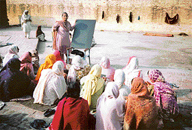 A class for women prisoners in progress at the Central Jail