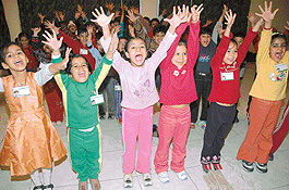 Children enjoy dance classes being conducted by the Shiamak Davars Institute for Performing Arts, at Sector 24, Chandigarh, on Wednesday.