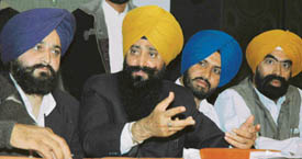 MP Sharanjit Singh Dhillon addresses a press conference in Ludhiana on Wednesday.