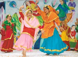 Students of Shemrock Senior Secondary School, Sector 69, Mohali, present giddha on their annual day  on Thursday. 