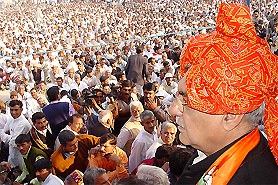 Congress leader Bhupinder Singh Hooda addresses a rally at Gohana on Thursday