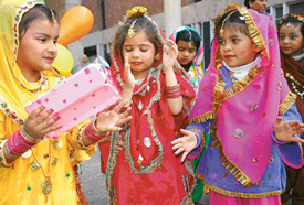 Tiny tots of Kids Kingdom, Sector 8, perform during their annual function at the Art Gallery auditorium in Chandigarh on Friday.