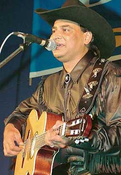 Bobby Cash, a country music artiste, performs at St Xaviers Senior Secondary School, Sector 44, Chandigarh, on Saturday. 