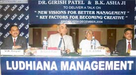 Dr Girish Patel delivers a talk on ‘better management’ and ‘creativity’ in Ludhiana on Friday