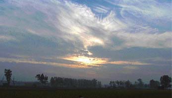 A picturesque view of the sky as the sun sets in Ludhiana on Saturday