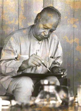 A rare photograph of Mulk Raj Anand by an unknown photographer shows him painting. Art, too, was a passion with the writer. 