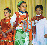 Children of pre-primary section of Carmel Convent School, Sector-9, perform at the school function in Chandigarh on Sunday.