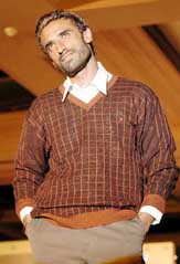 A model displays French mens wear at a fashion show in New Delhi on Sunday night. 