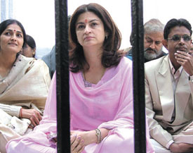 Actress Kunika sitting on a dharna against the criminalisation of politics and corruption under the banner of