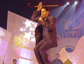 Noted Punjabi singer Gurdass Mann performs at a function