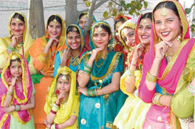 Students of Spring Dale School before their performance at a function held on the school premises in Ludhiana