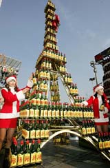 South Korean Christmas promoters showcase a miniature replica of the Eiffel Tower