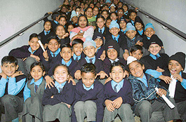 Students of Shivalik Bharati Senior Secondary School, Dera Bassi, during a visit to The Tribune office in Chandigarh on Wednesday.