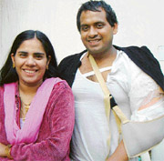 Deepika and Jatinder at their Sector 23 residence in Chandigarh on Thursday. 