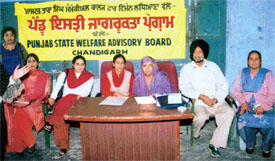Ms Madanjit Kaur Sahota, Principal, MTS College, at the inauguration of the Awareness Generation Project at Ladowal village on Thursday