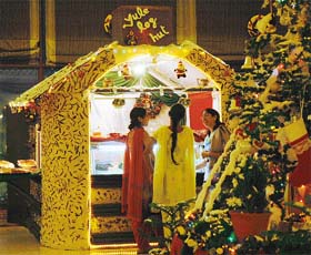 Visitors at Yule Log Hut in a hotel in Ludhiana
