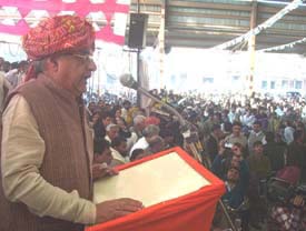 Lok Sabha member from Rohtak Bhupinder Singh Hooda addresses a gathering at Julana in Jind district on Saturday