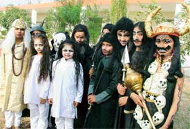 Students of Vajra Army School dressed for a colourful cultural item in Ludhiana