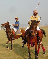 Punjab Chief Minister Amarinder Singh plays polo at New Delhi Ground in Patiala on Thursday. 