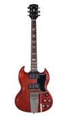 A 1964 Gibson SG Standard guitar once owned and played by George Harrison of the Beatles is seen in this undated handout photo