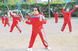 Students perform on the occasion of Strawberry Fields Sporty Musical Soiree at Nehru Bhavan, Sector 24, 