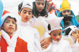 Schoolchildren of Christ Church celebrate Christmas at the Sector 18 church in 