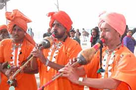 Devotees play been at the Gita Jayanti festival which began in Kurukshetra 