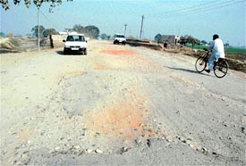 The condition of the Raikot-Sudhar road