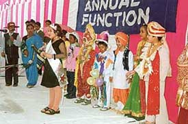 Students of Government Model High School, Sector 29, Chandigarh, present an item during the annual day function of the school on Monday.