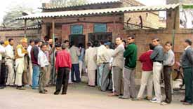 A queue at the billing counter of the CMC zone of the PSEB in Ludhiana on Monday