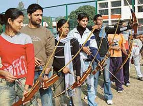 City archers take part in the UT State Archery Championship held at DAV Senior Secondary School, Sector 8, Chandigarh