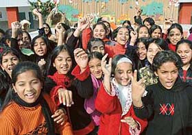 Girls dance at a Christmas party held at Sacred Heart School, Sector 26, Chandigarh