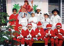Tiny tots of Kiddies Paradise celebrate Christmas in Ludhiana on Tuesday