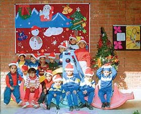 Students of Rai School, Chandigarh, dressed for the Christmas day celebrations