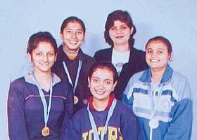 The winning badminton team of Dev Samaj College of Education for Women, Sector 36, Chandigarh