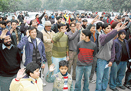 Ready for a ride: St Johns Old Boys Association members get ready to zoom towards success during a treasure hunt Chandigarh on Saturday. 