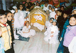 Students of Ryan International School depict the birth of Jesus as a part of the Christmas 