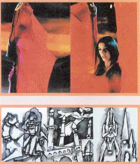 Two images from M.F. Husains  Meenaxi: Tale of 3 Cities