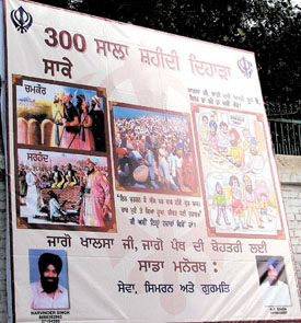 Huge posters, asking Sikhs to adhere to their maryada on the Martyrdom Day of the Shaibzadas of Guru Gobind Singh