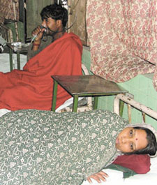 A gas leak patient admitted in the Emergency ward of Bara Hindu Rao Hospital in the Capital