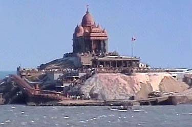 The Vivekananda Rock in Kanyakumari after 800 tourists were stranded there due to massive tidal waves generated by an earthquake.  PTI