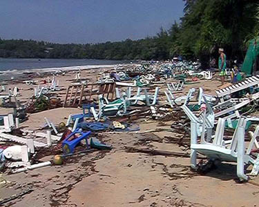 A view of the damage caused by a tsunami at Patong beach in Phuket, about 862 km south of Bangkok on December 26.  Reuters
